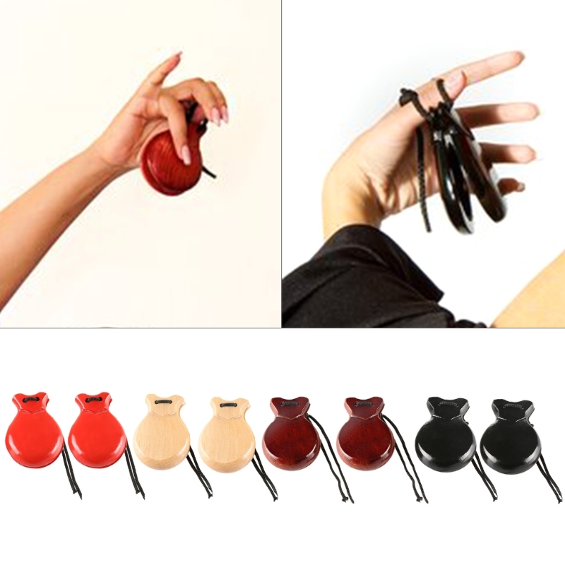 Castanet Flamenco - 2 Buah Alat Musik Tradisional Kayu