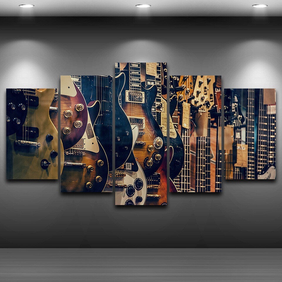 Musical Instrument In Africa - Tanpa Bingkai Kanvas 5 Buah Gitar