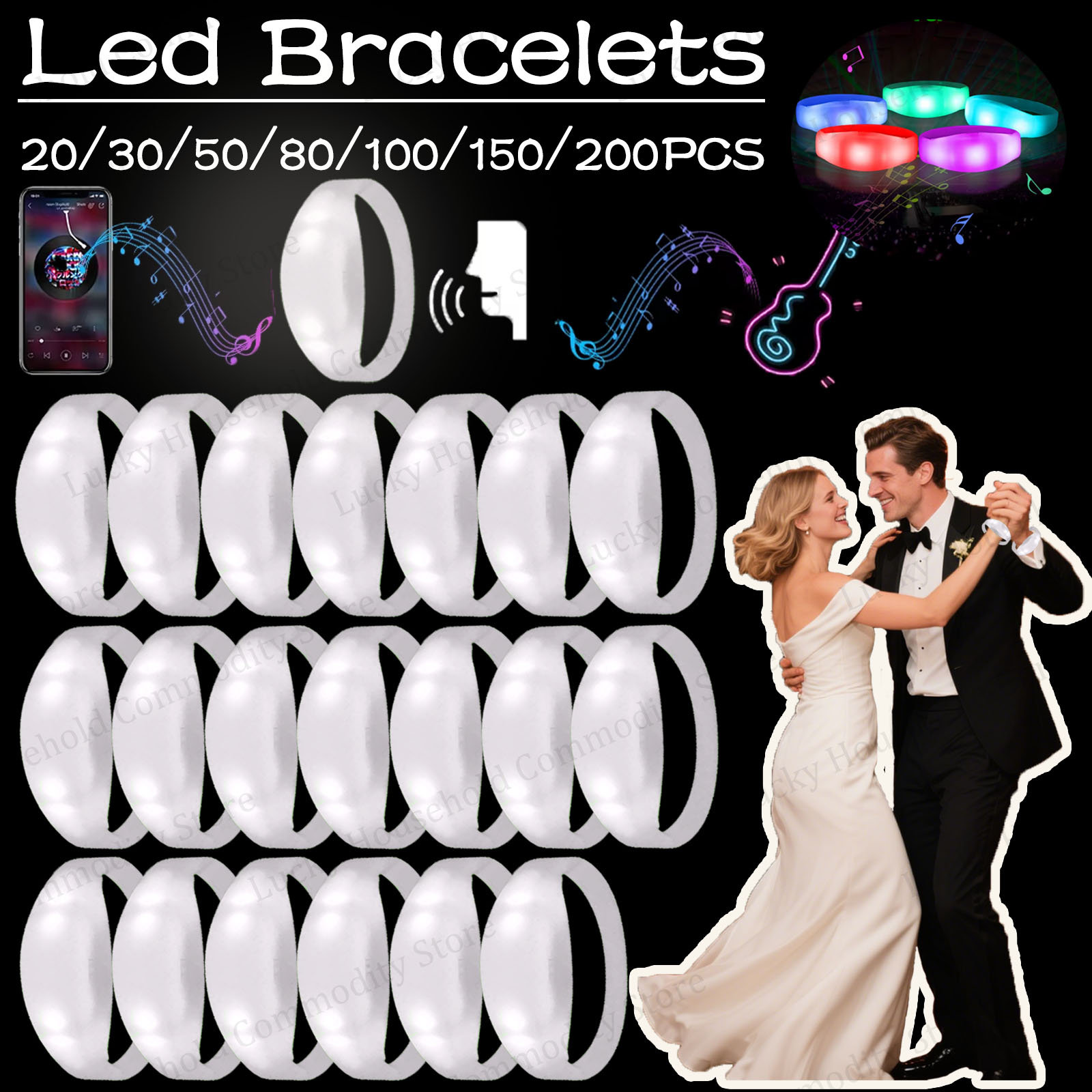 Musical Instrument Jewelry - 20-100 Buah Gelang Led Yang Diaktifkan