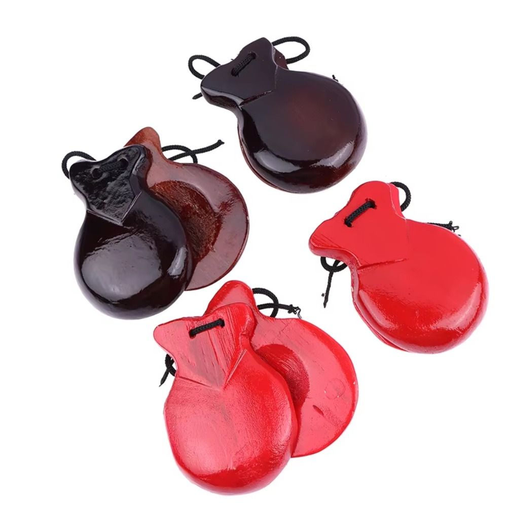 Castanet Flamenco - Kastanyet Kayu Orff, Desain Tradisional, Kayu