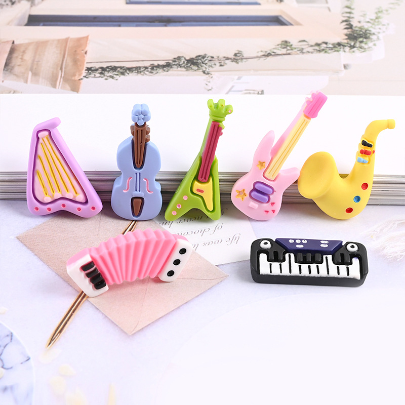 10pcs Kartun Kawaii Resin Mini - Musical Instrument Jewelry ulasan dan harga