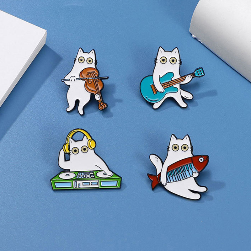 Bros Enamel musik lucu kucing  - Musical Instrument Jewelry ulasan dan harga